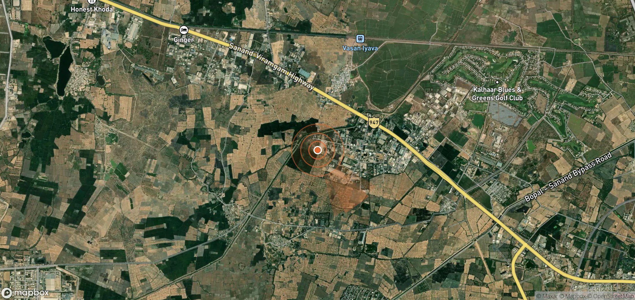 Satellite map of methane plume locations in India