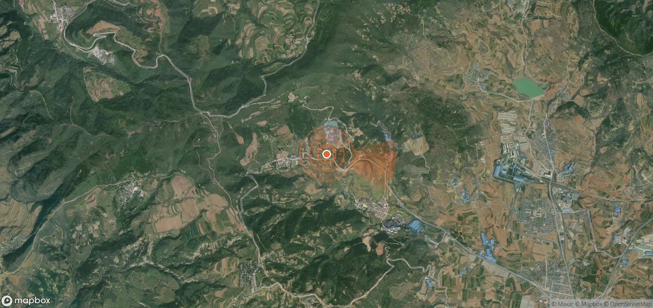 Satellite map of methane plume locations in China