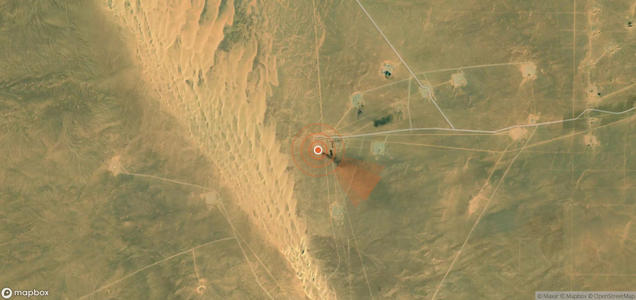 Satellite map of methane plume locations in Egypt