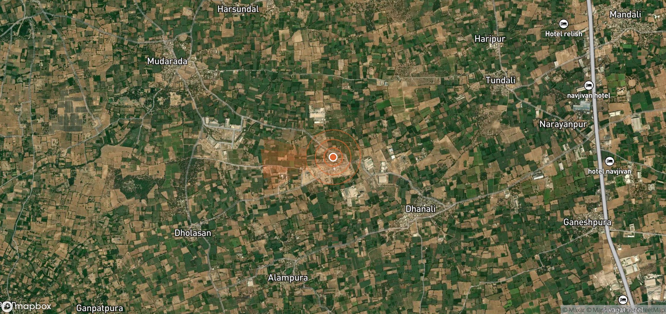 Satellite map of methane plume locations in India
