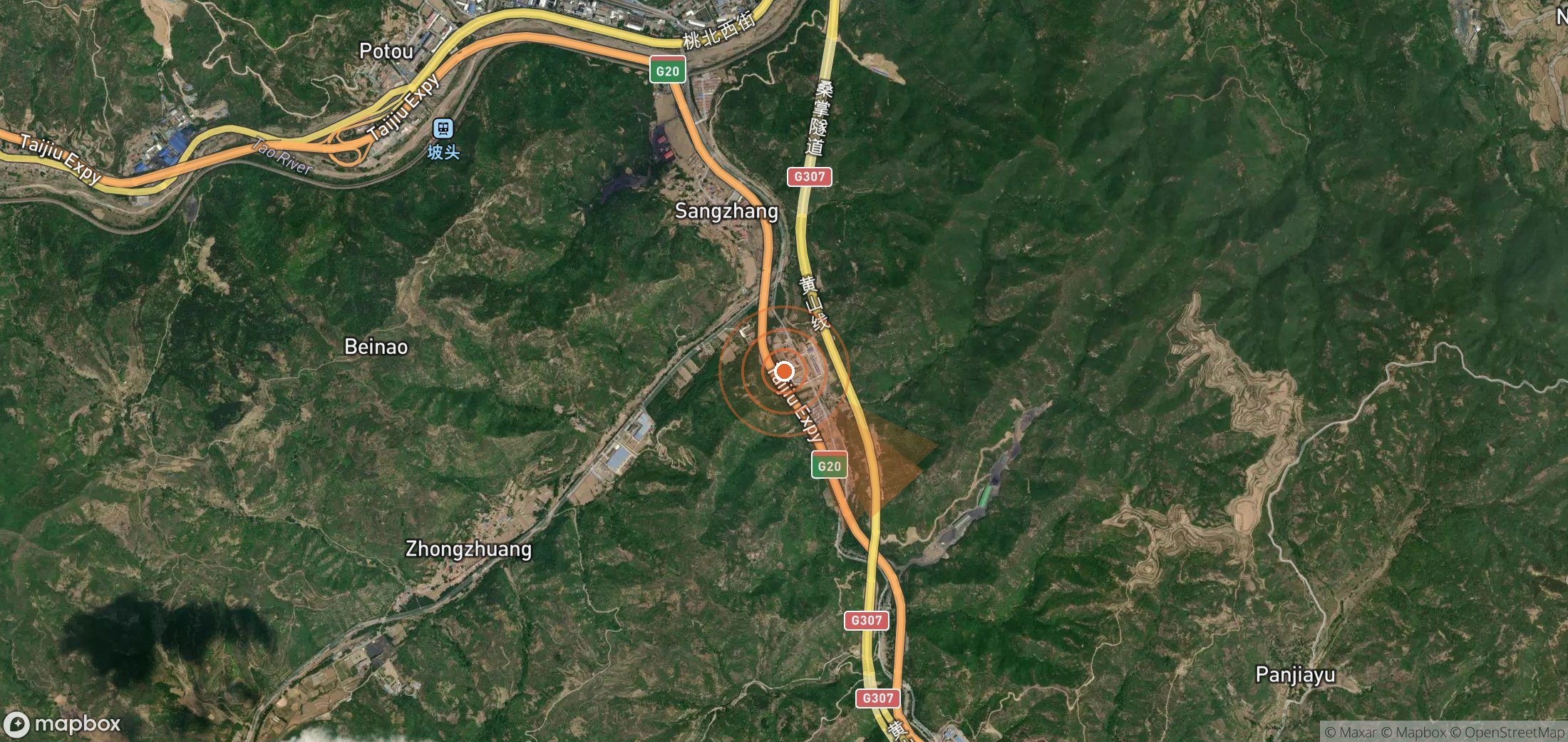 Satellite map of methane plume locations in China