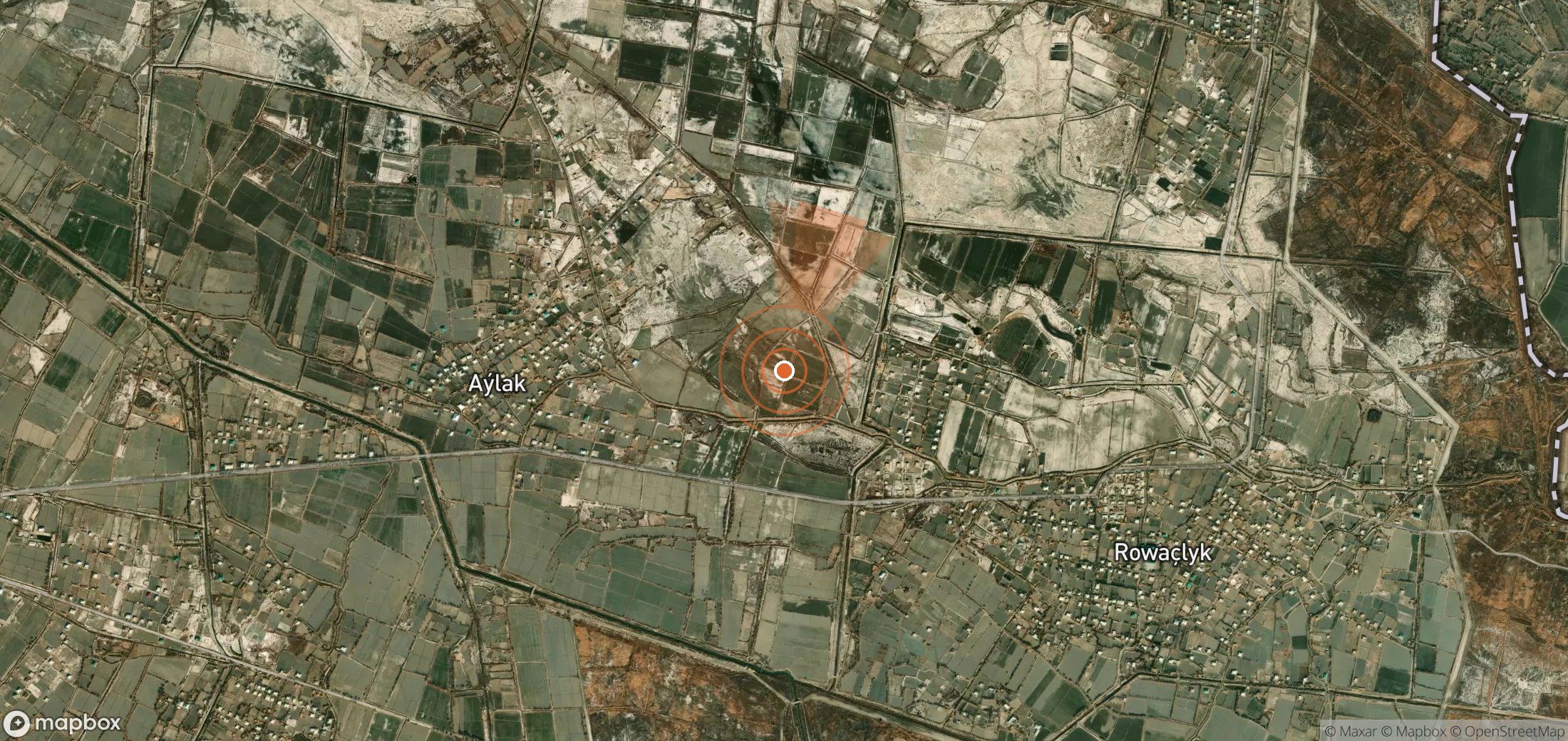 Mapa satelital de plumas de metano en Turkmenistán