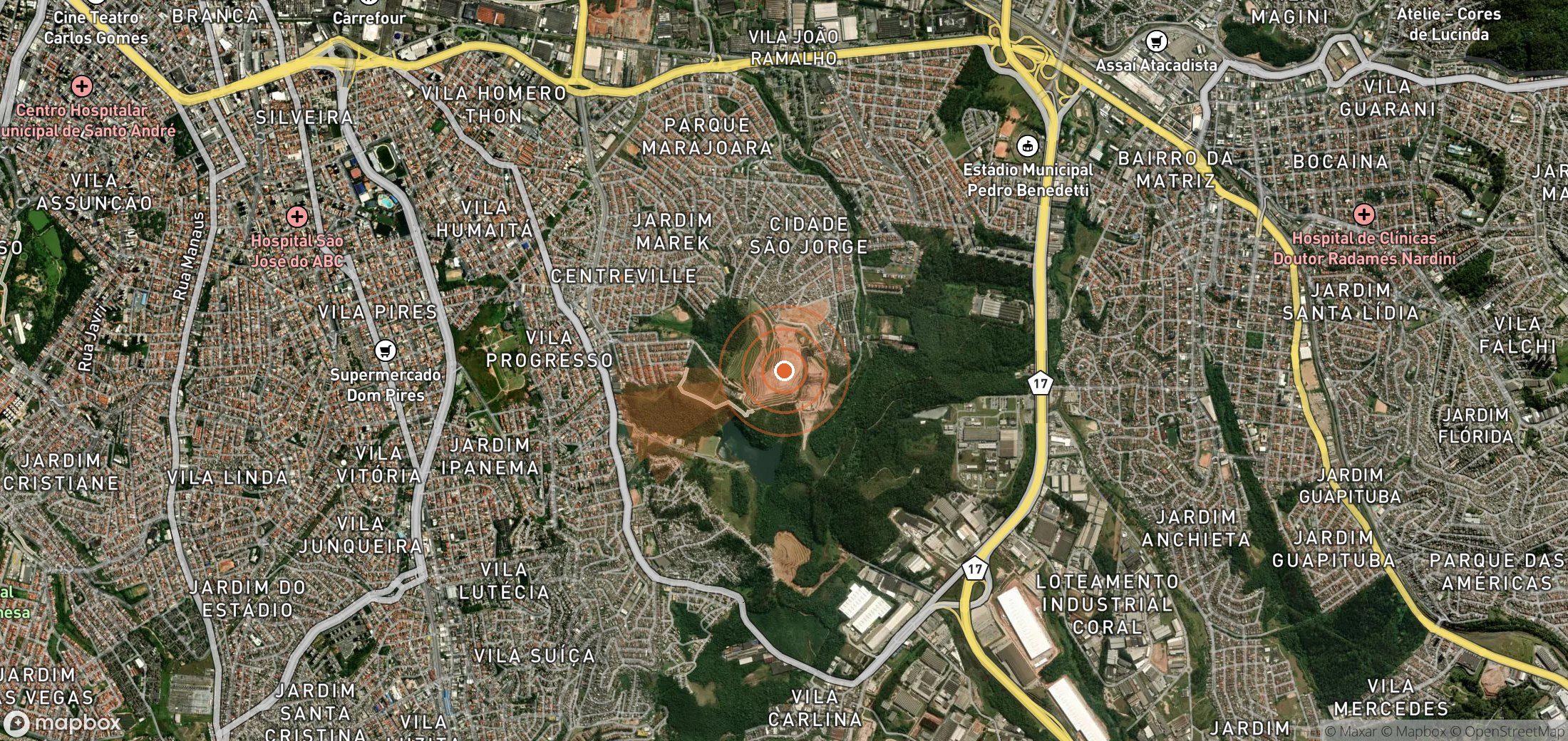 Satellite map of methane plume locations in Brazil