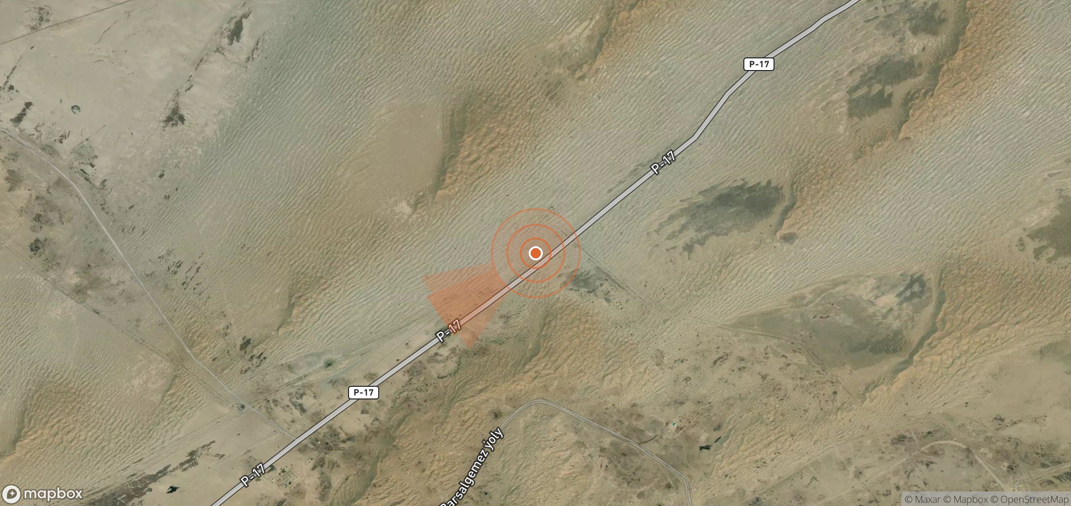 Mapa satelital de plumas de metano en Turkmenistán