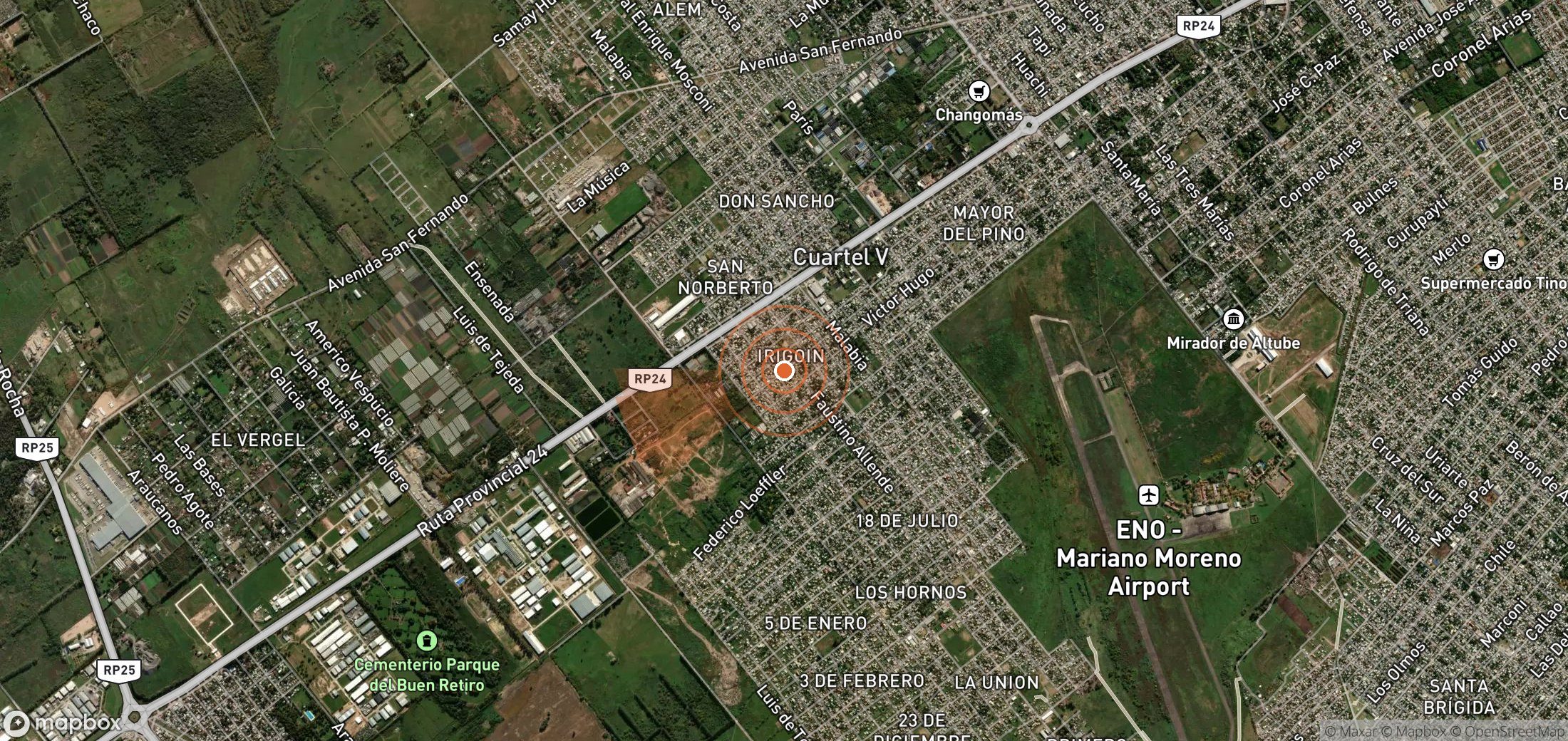 Satellite map of methane plume locations in Argentina