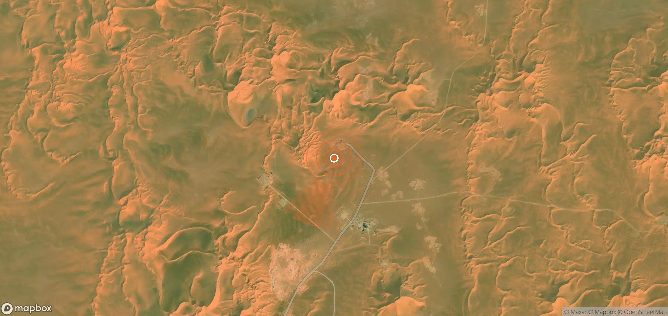 Satellite map of methane plume locations in Algeria