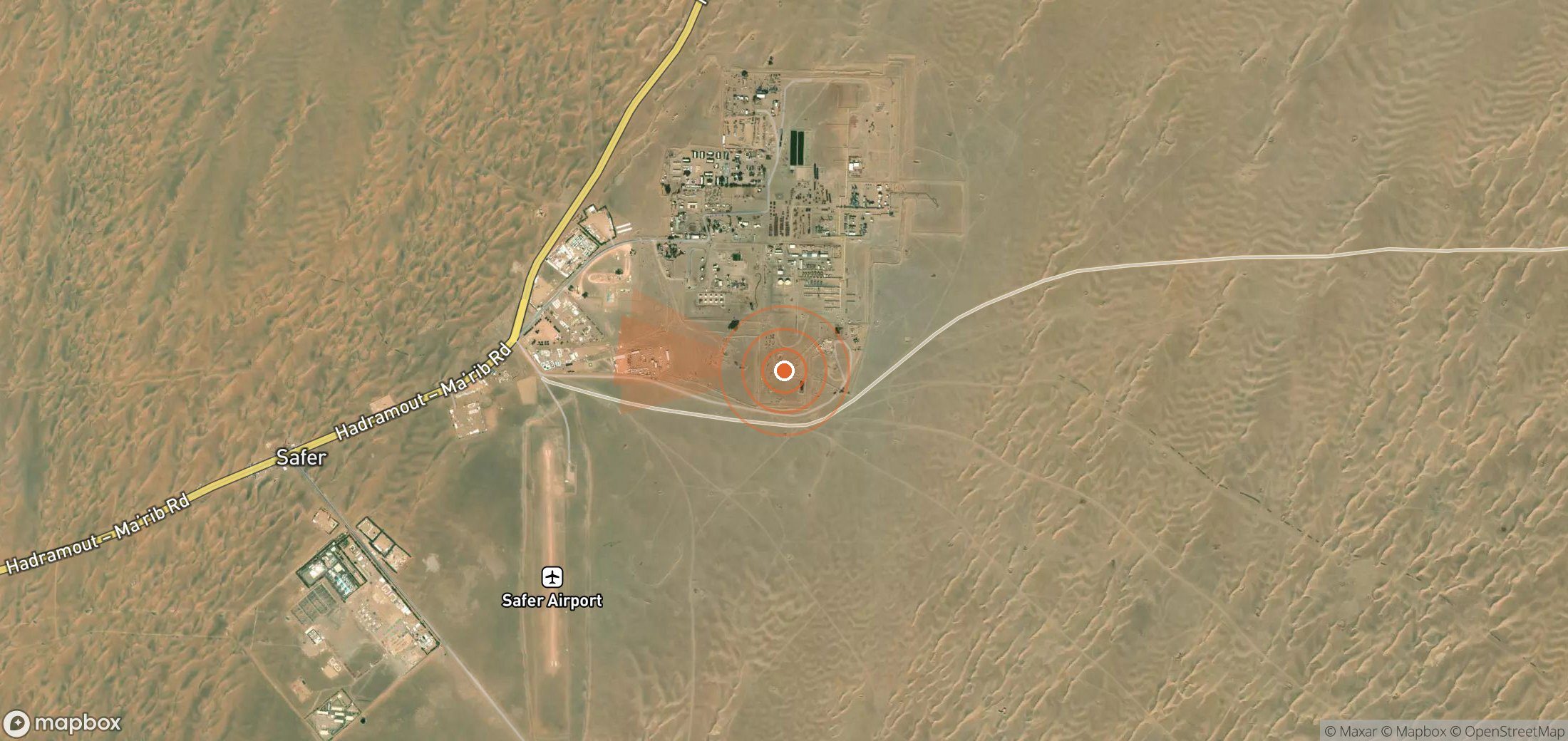 Mapa satelital de plumas de metano en Yemen