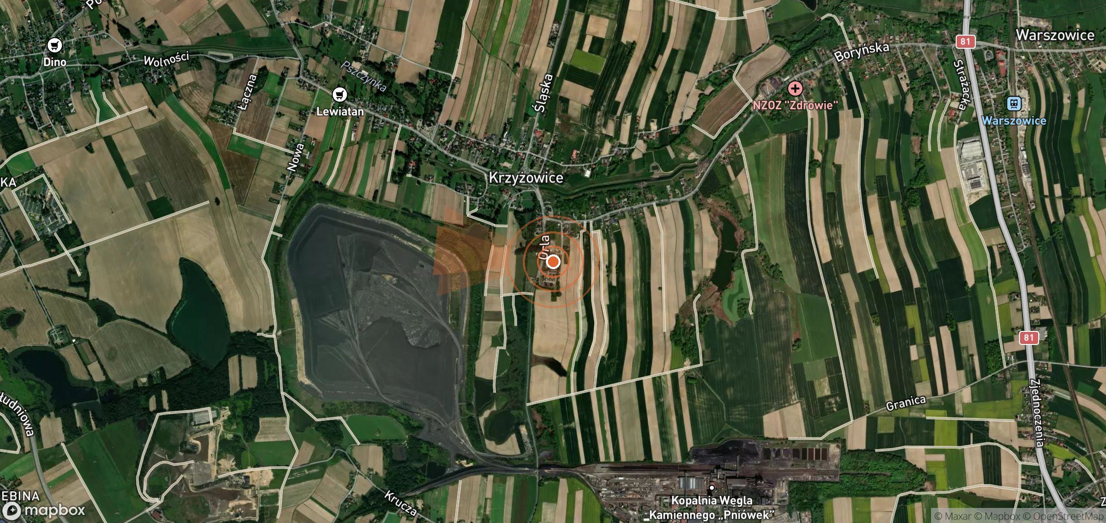 Mapa satelital de plumas de metano en Polonia