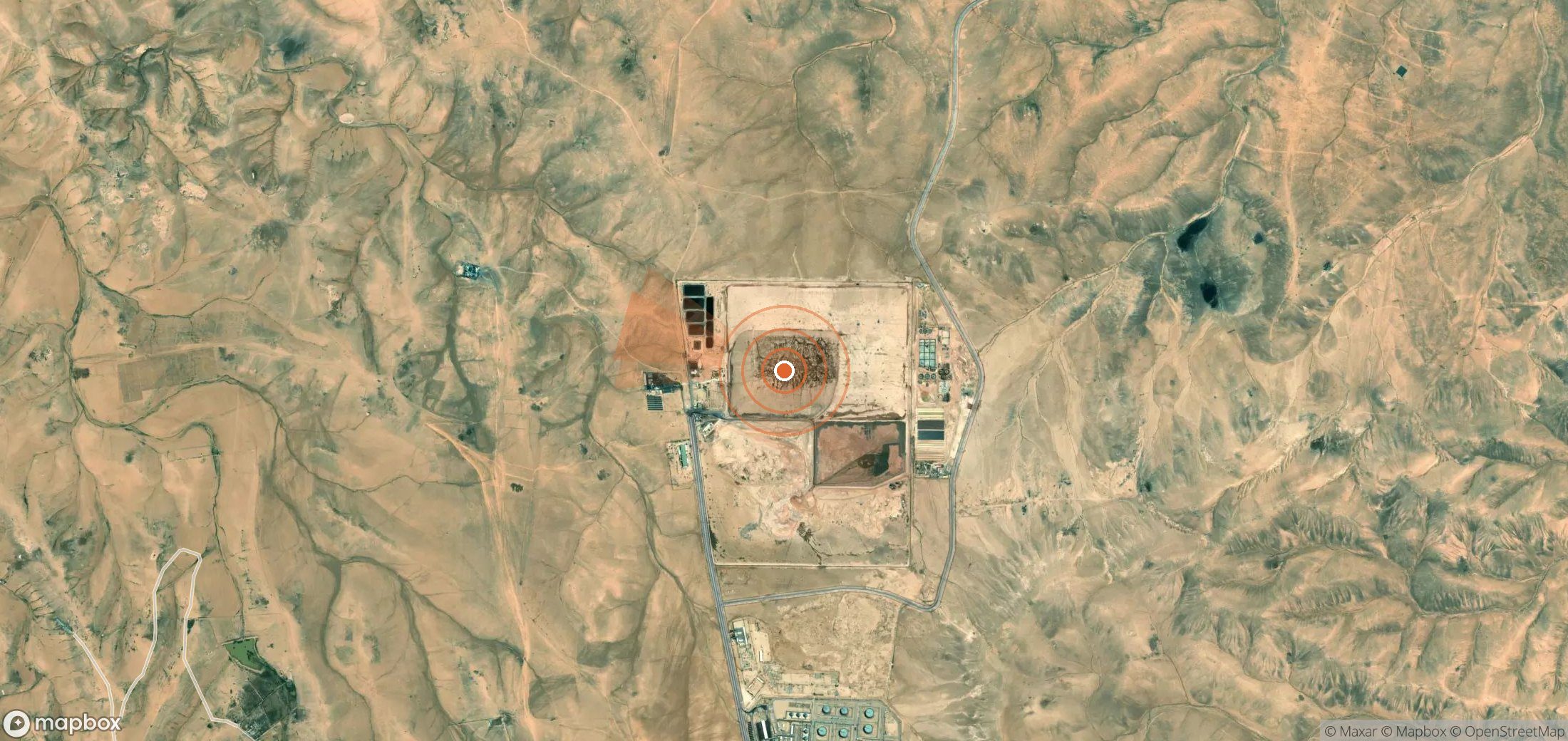 Mapa satelital de plumas de metano en Jordania