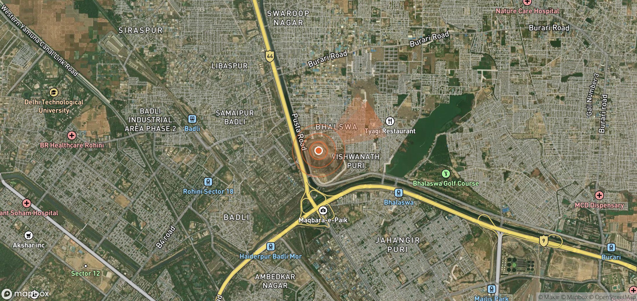 Satellite map of methane plume locations in India