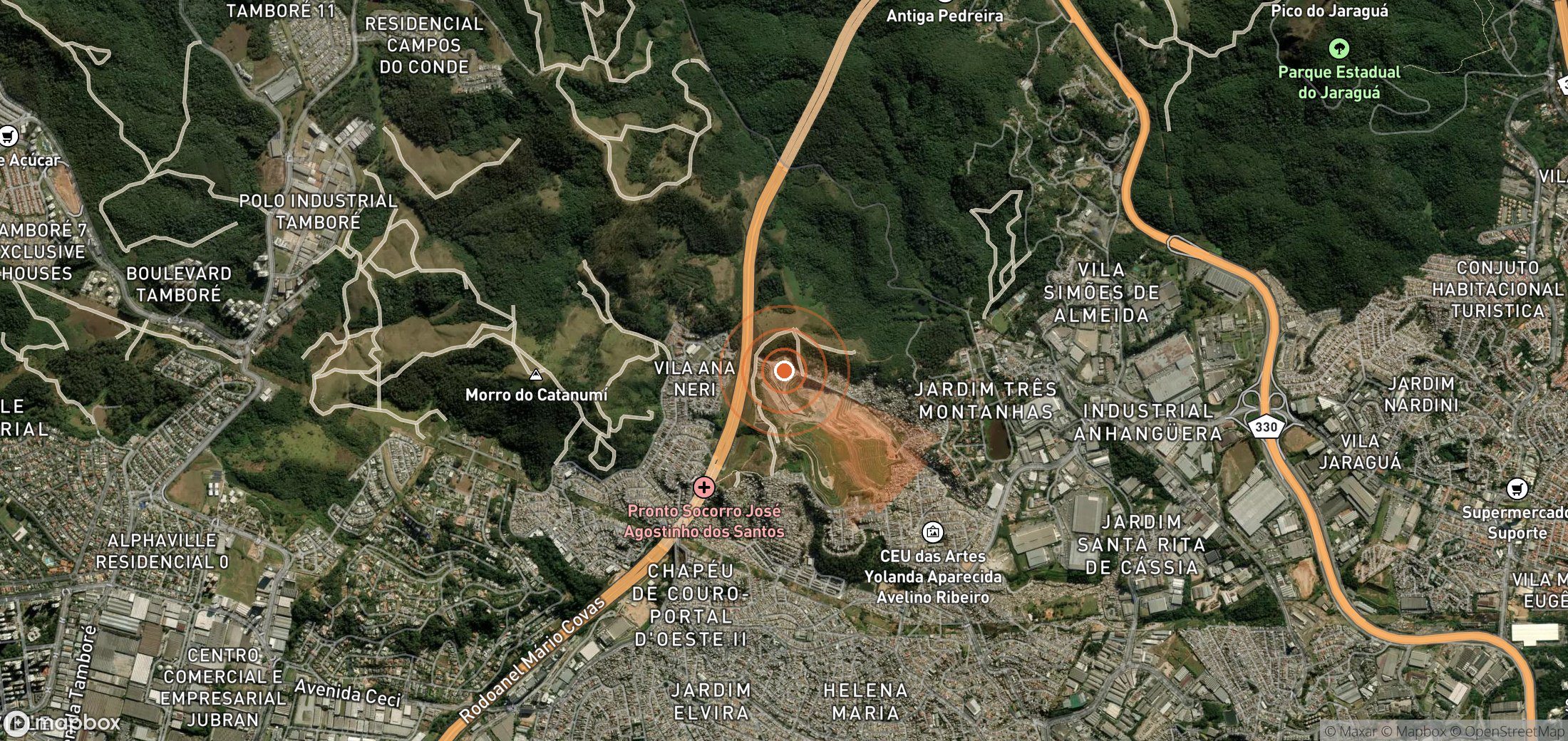 Satellite map of methane plume locations in Brazil