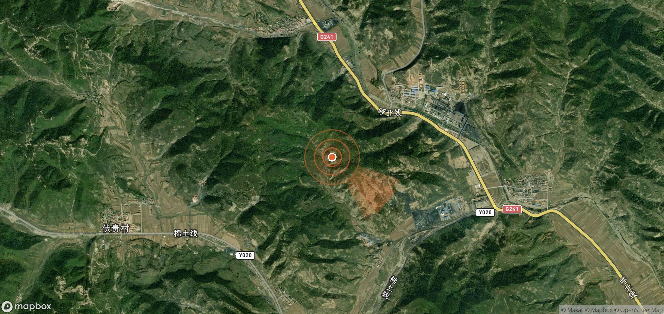 Satellite map of methane plume locations in China