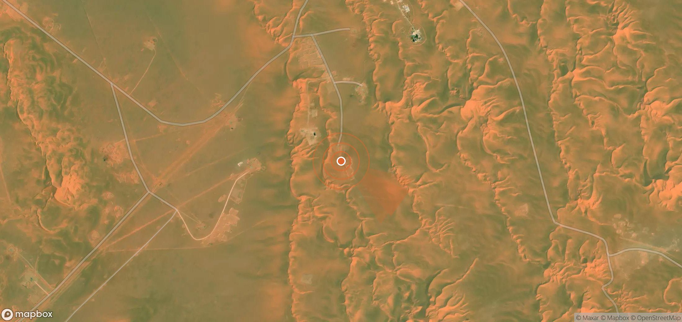 Satellite map of methane plume locations in Algeria