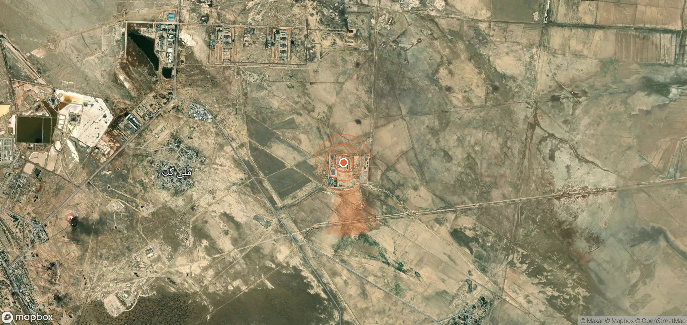 Mapa satelital de plumas de metano en Irán