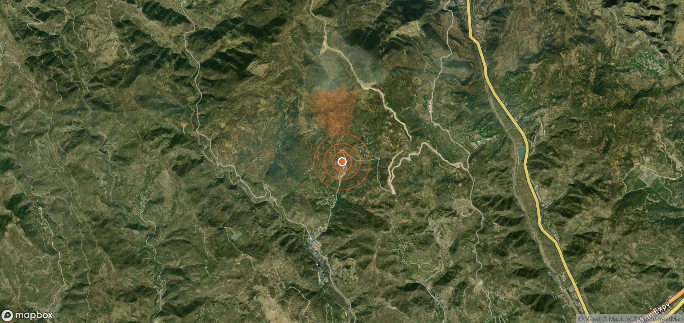 Satellite map of methane plume locations in China