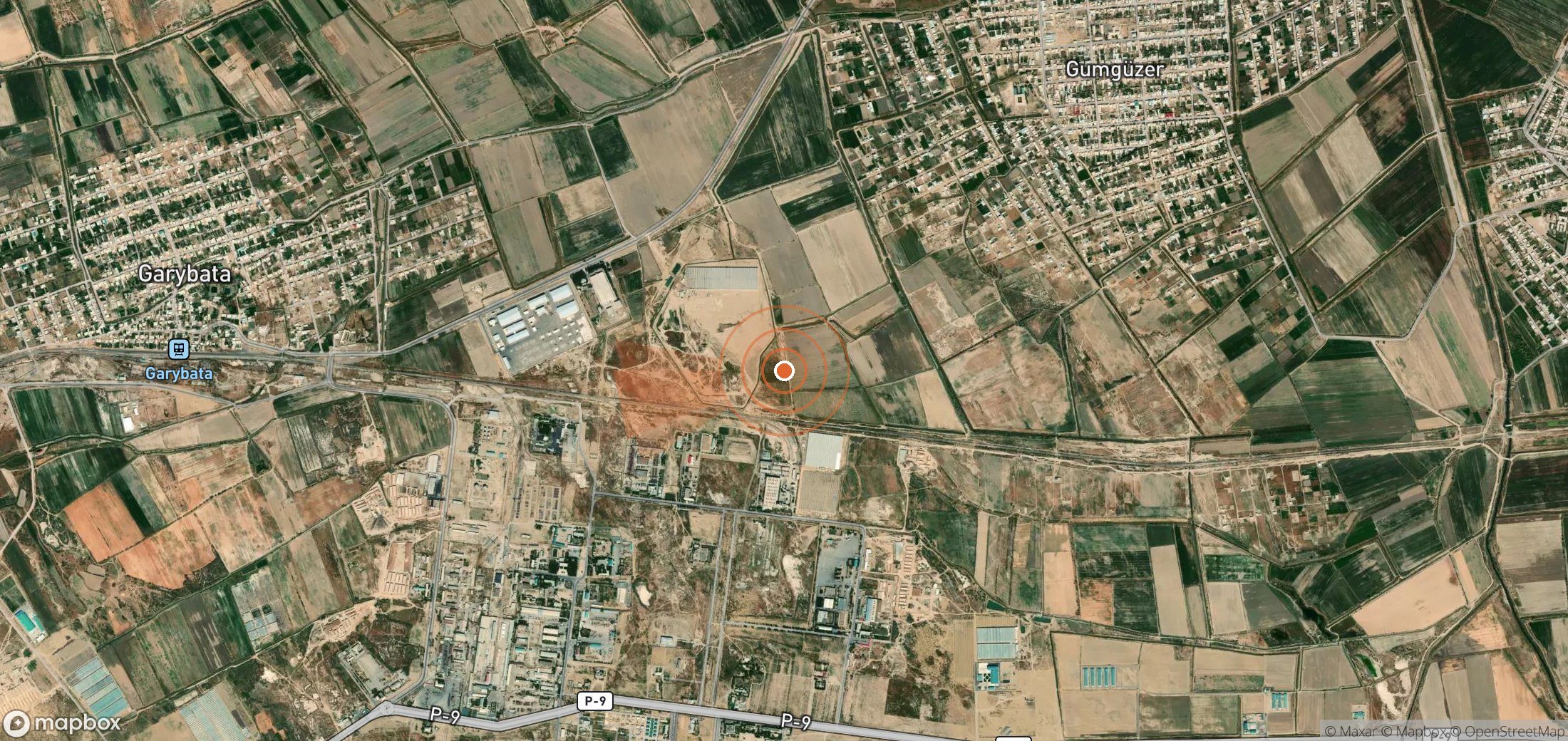 Satellite map of methane plume locations in Turkmenistan