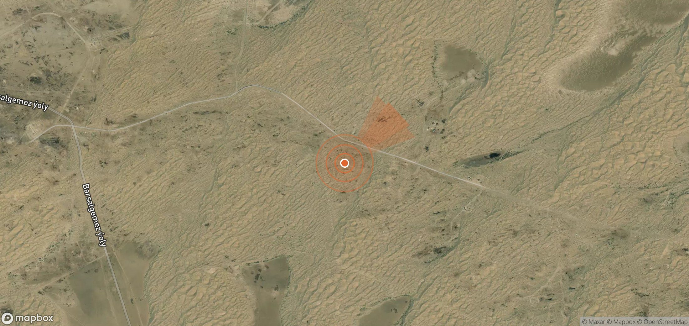 Satellite map of methane plume locations in Turkmenistan