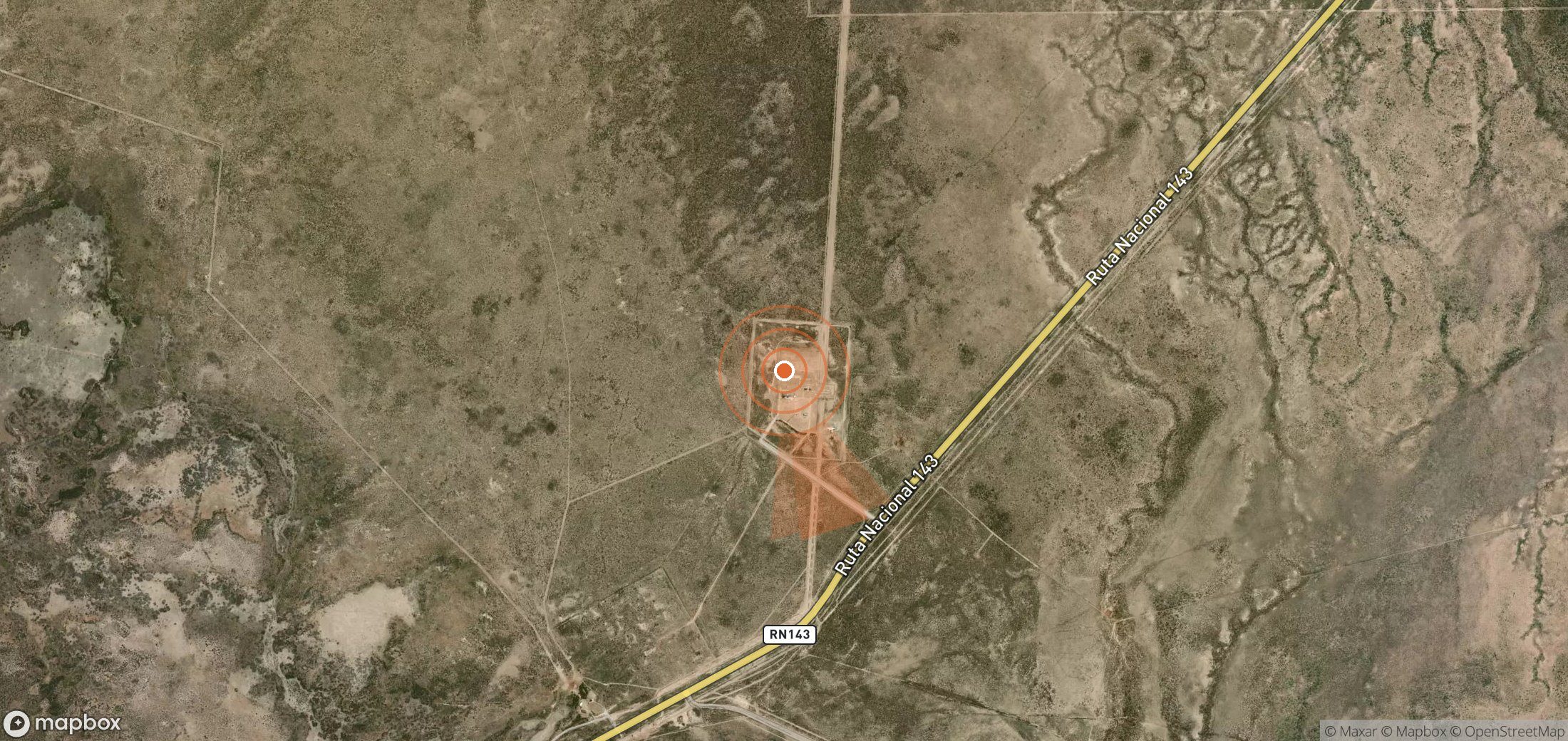 Satellite map of methane plume locations in Argentina