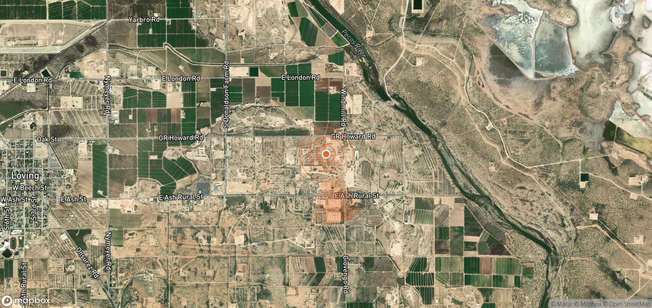 Satellite map of methane plume locations in United States