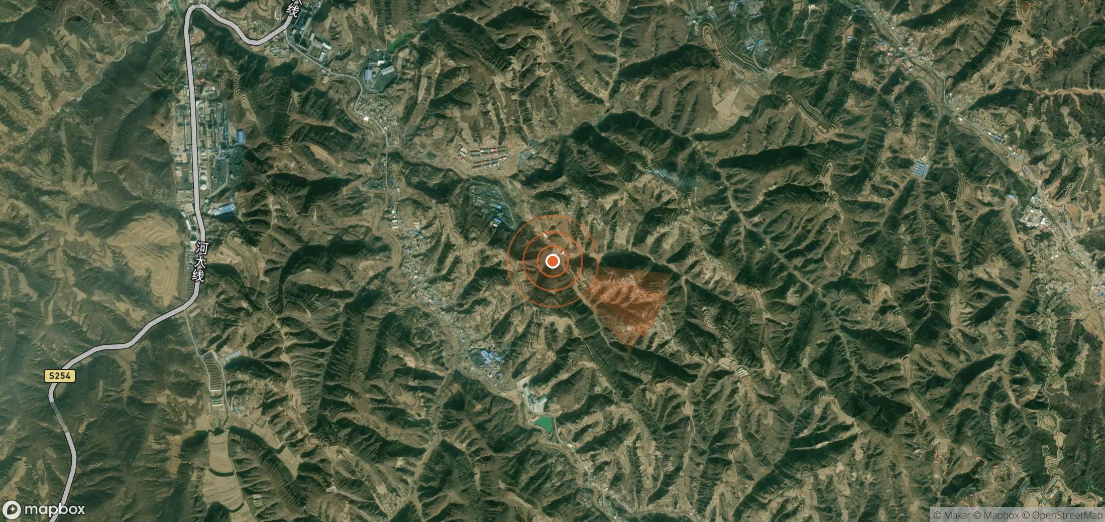 Satellite map of methane plume locations in China