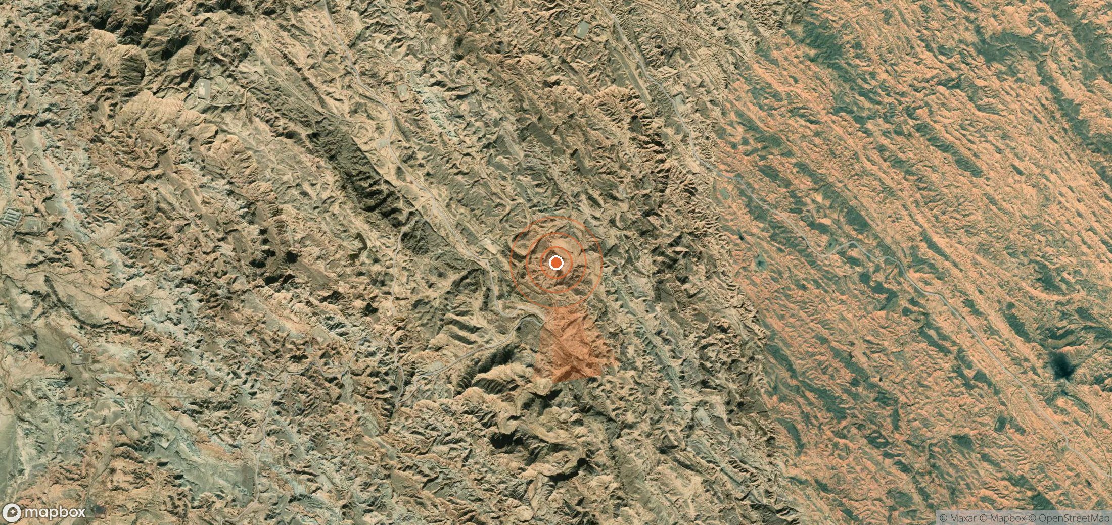 Mapa satelital de plumas de metano en Irán