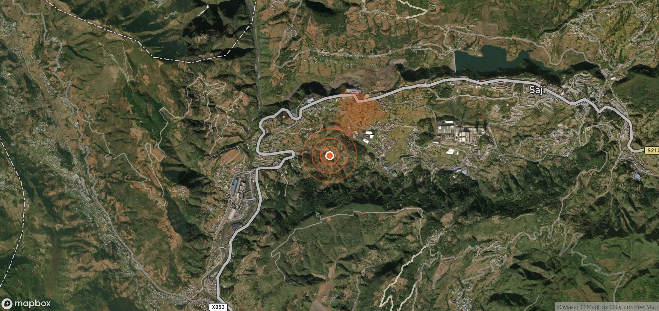 Mapa satelital de plumas de metano en China