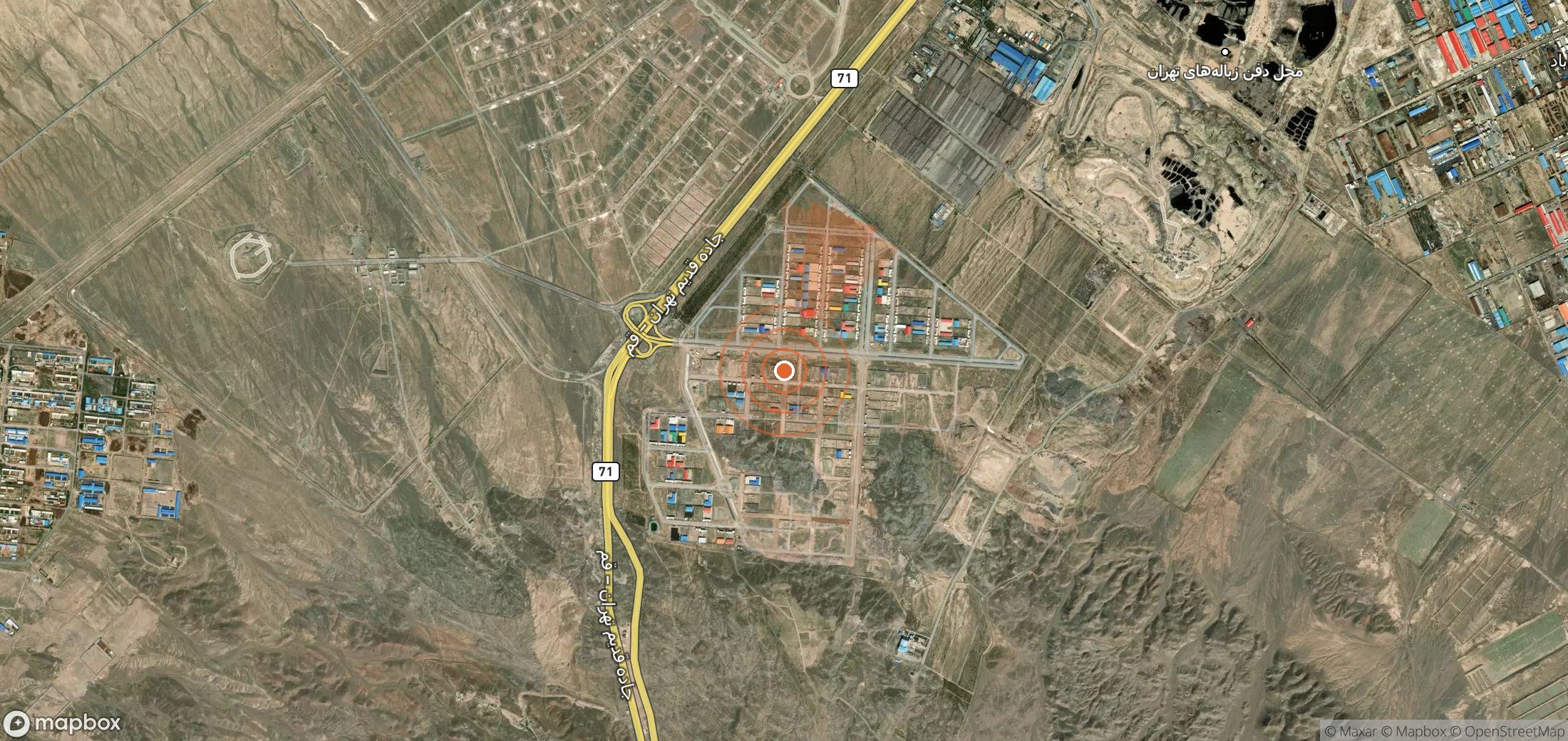 Satellite map of methane plume locations in Iran