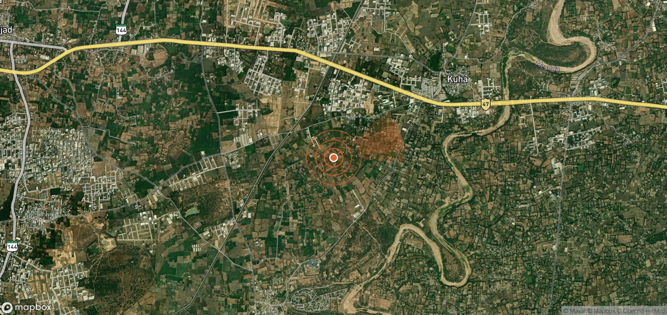 Mapa satelital de plumas de metano en India