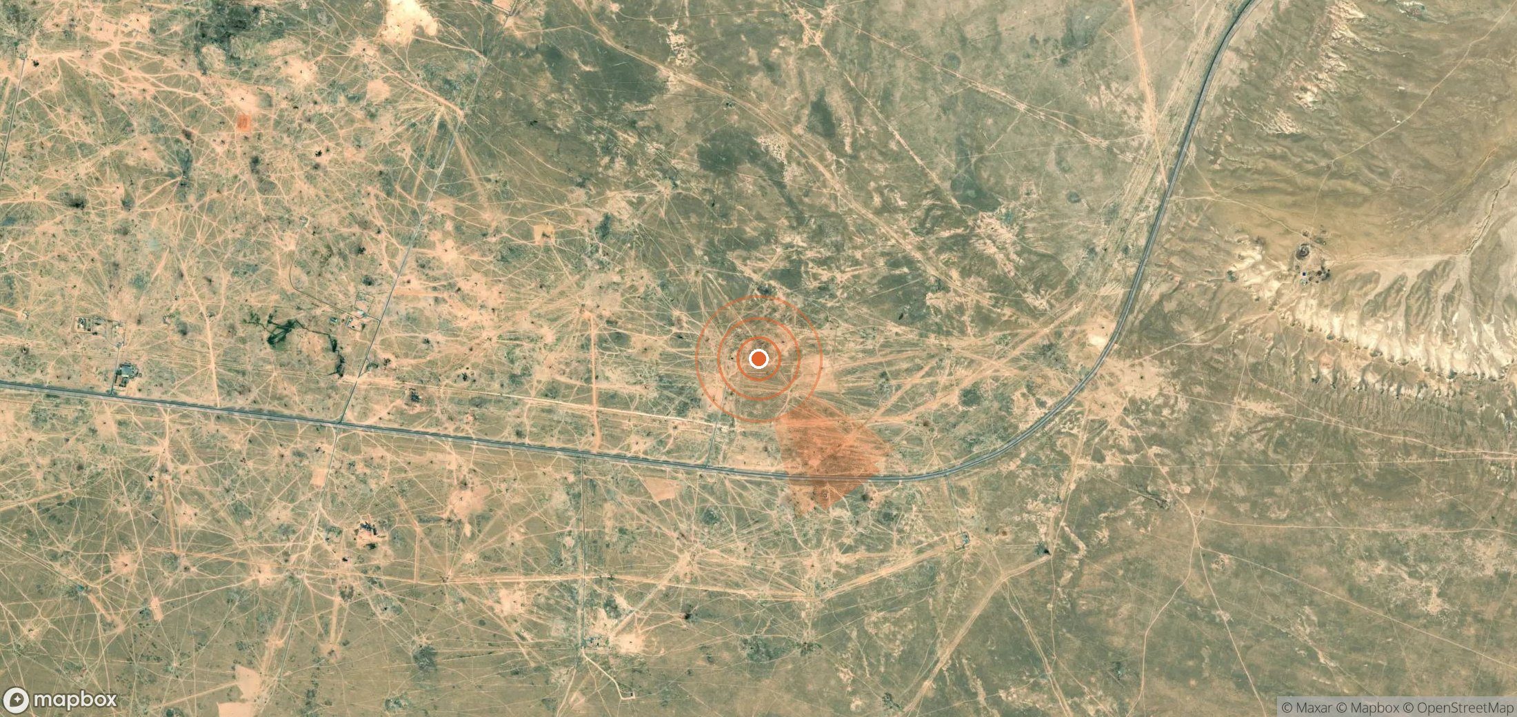 Satellite map of methane plume locations in Kazakhstan