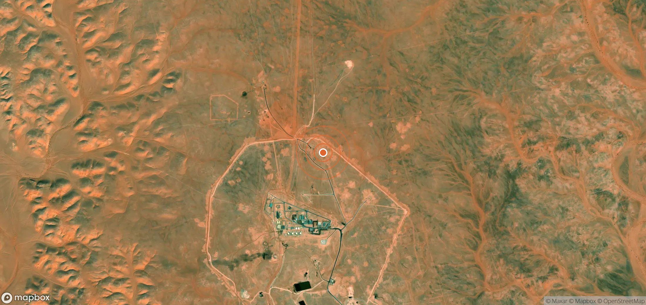 Mapa satelital de plumas de metano en Argelia
