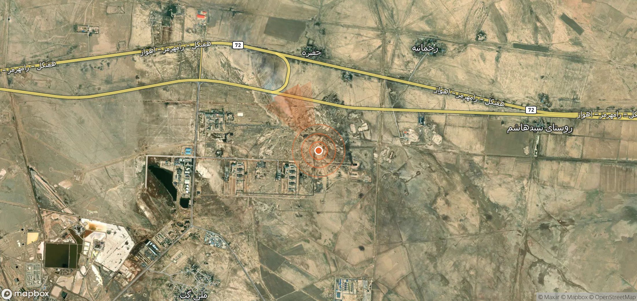 Satellite map of methane plume locations in Iran