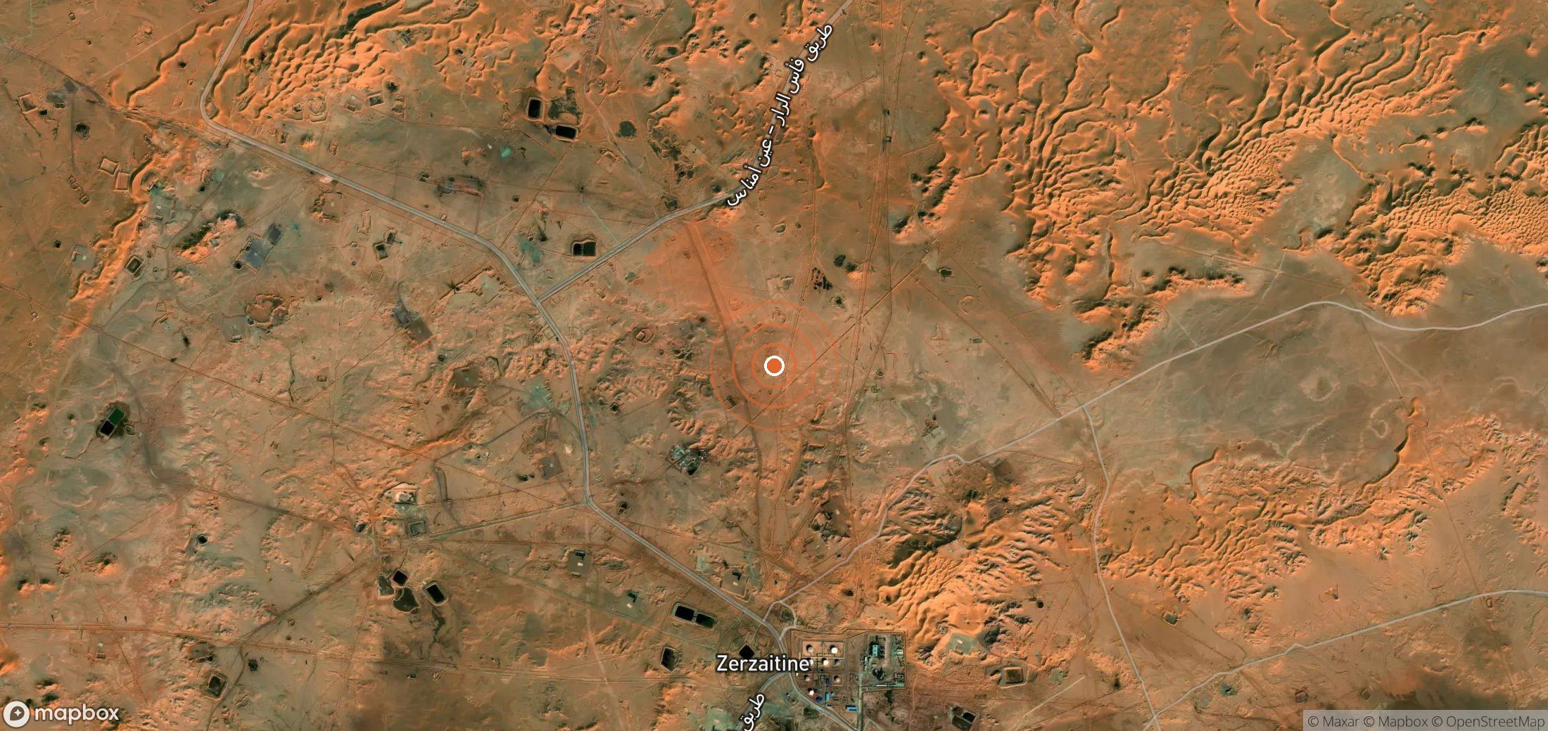 Mapa satelital de plumas de metano en Argelia