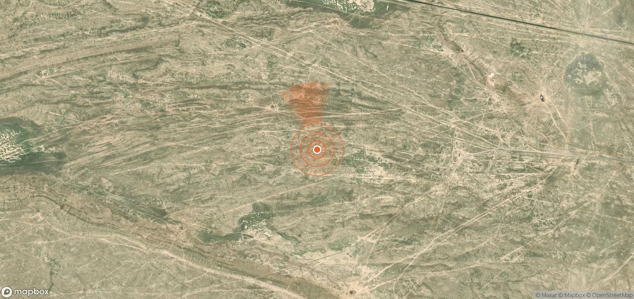 Satellite map of methane plume locations in Kazakhstan