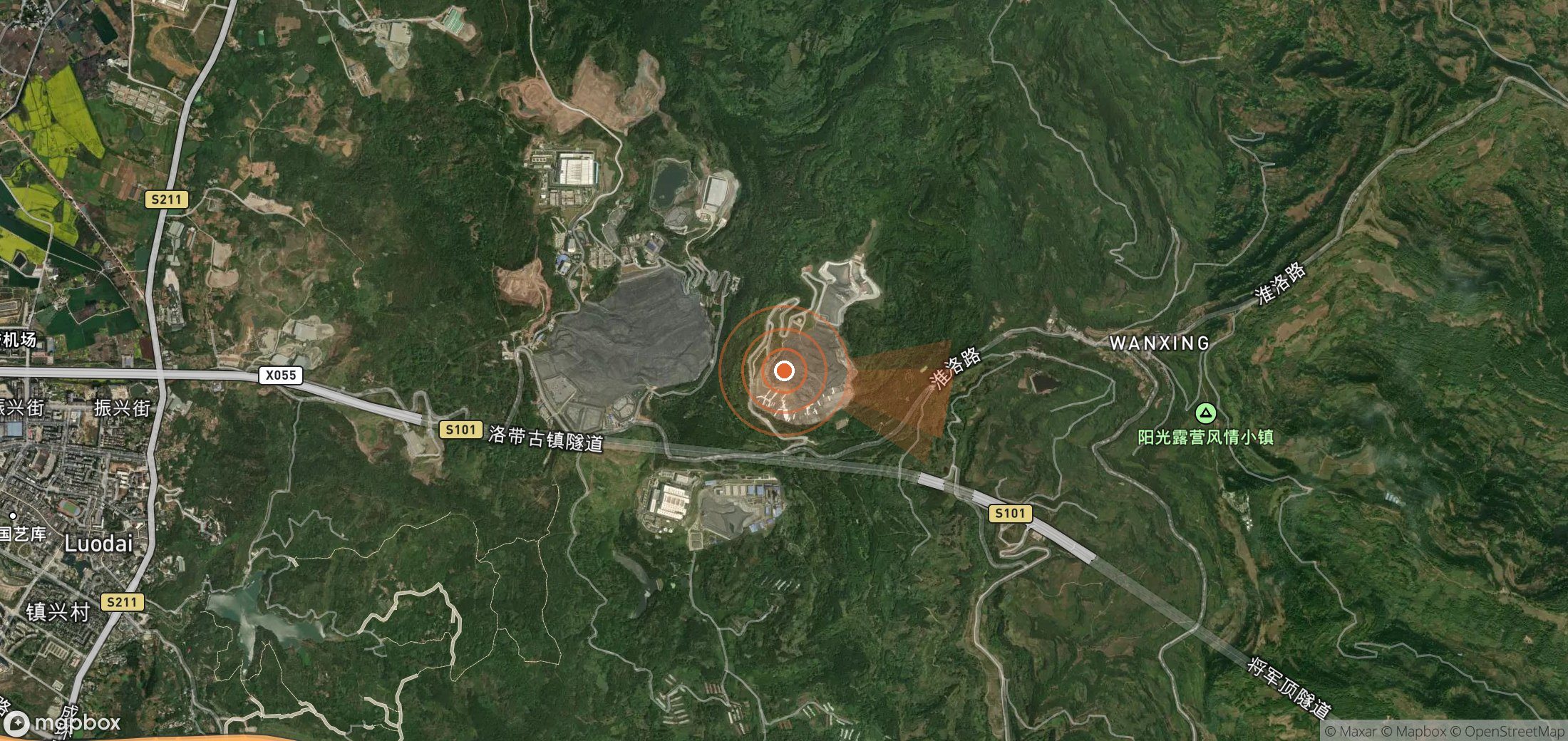 Satellite map of methane plume locations in China