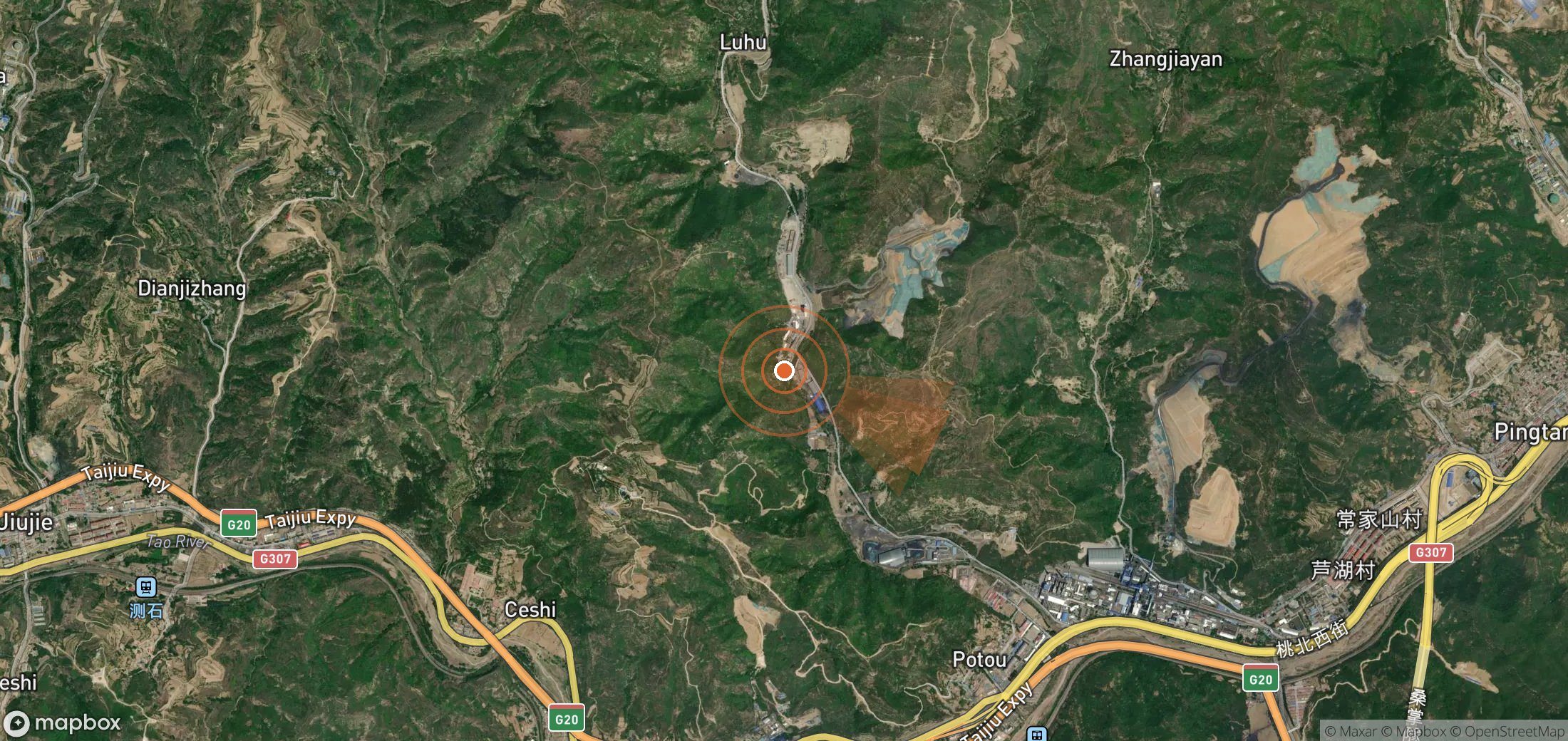 Satellite map of methane plume locations in China