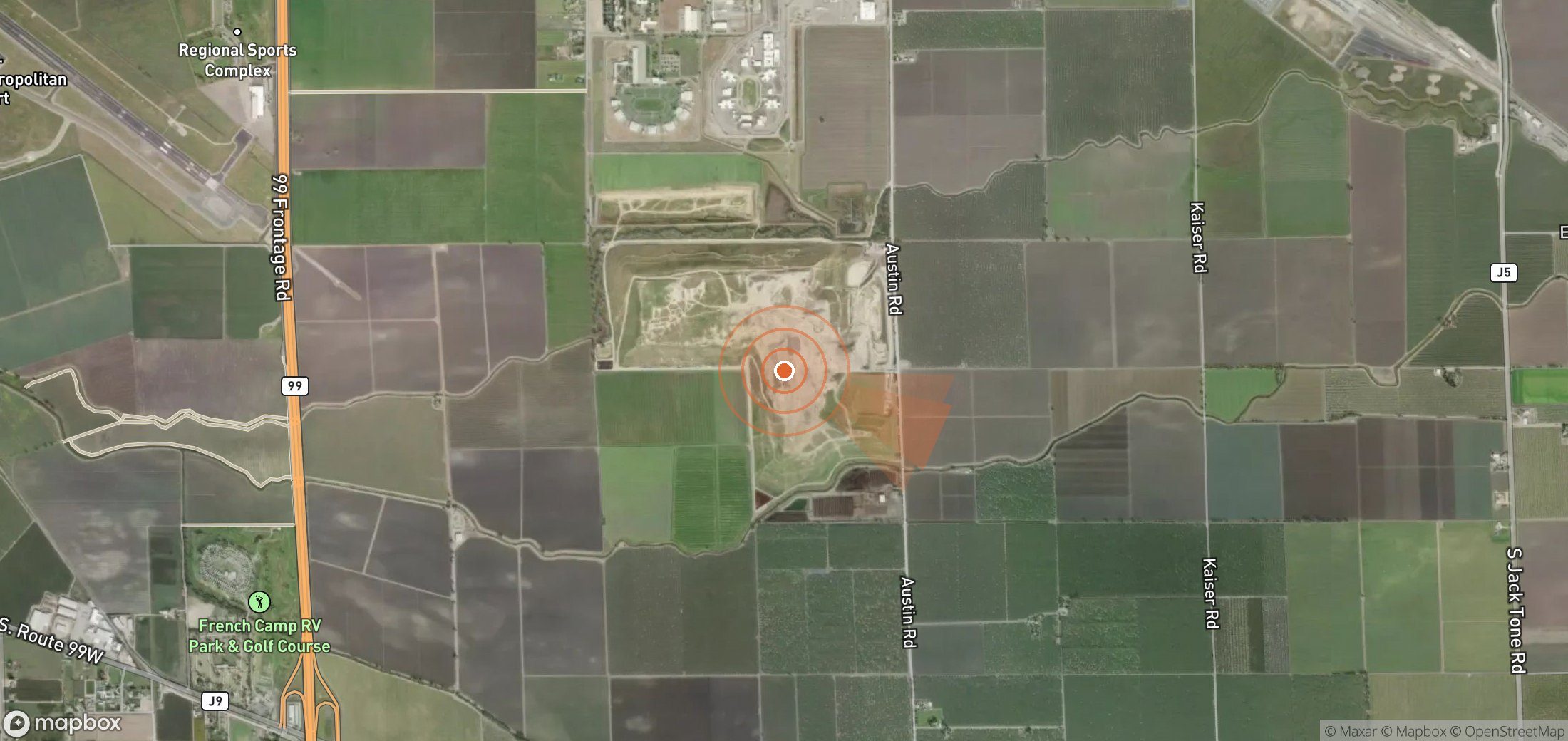 Satellite map of methane plume locations in United States