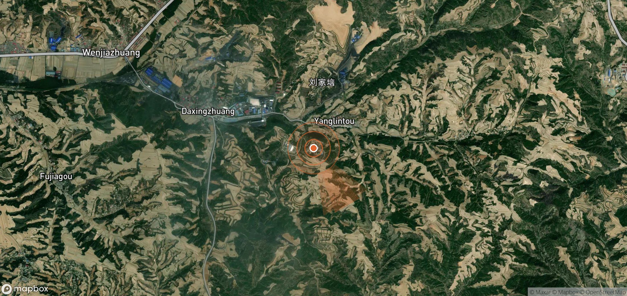 Satellite map of methane plume locations in China