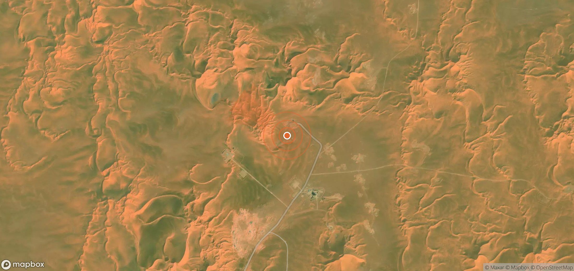 Satellite map of methane plume locations in Algeria