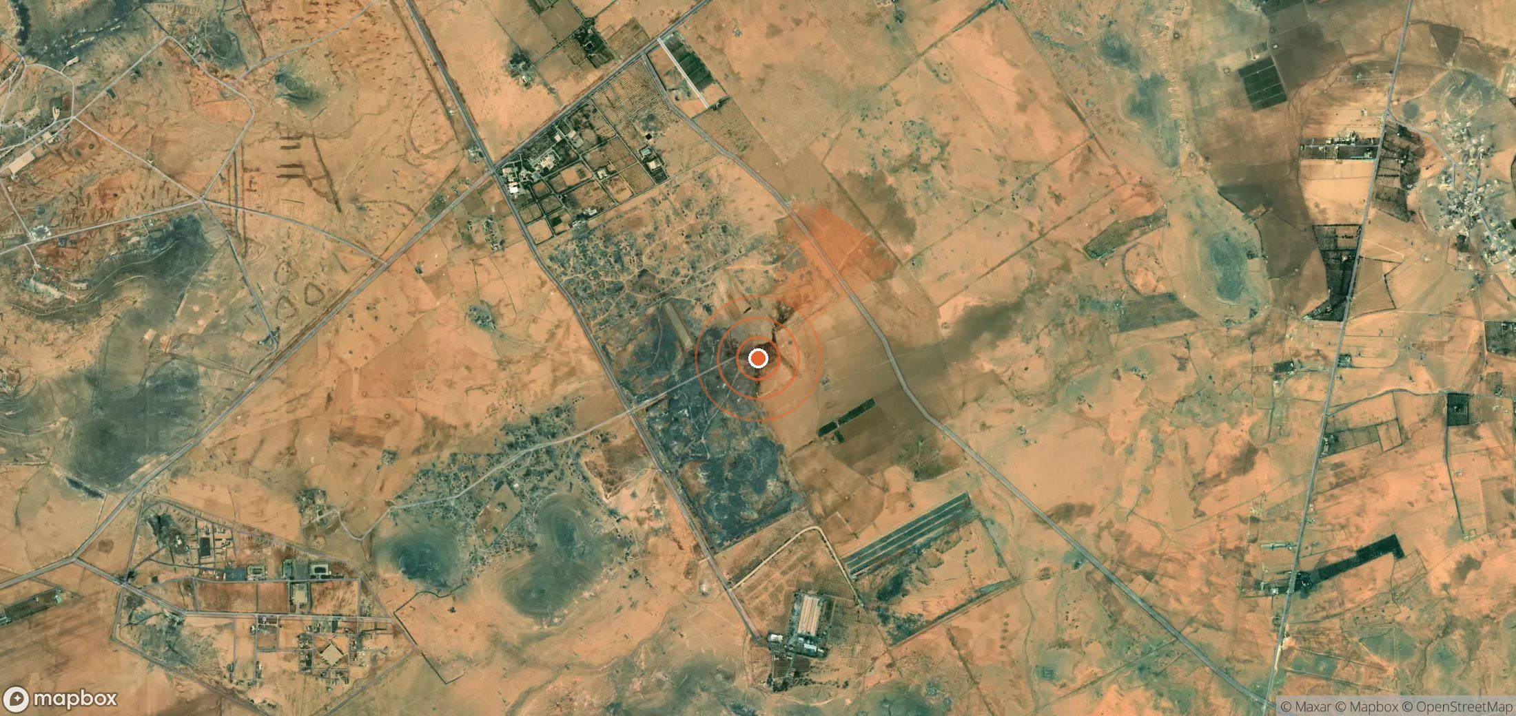 Satellite map of methane plume locations in Syria