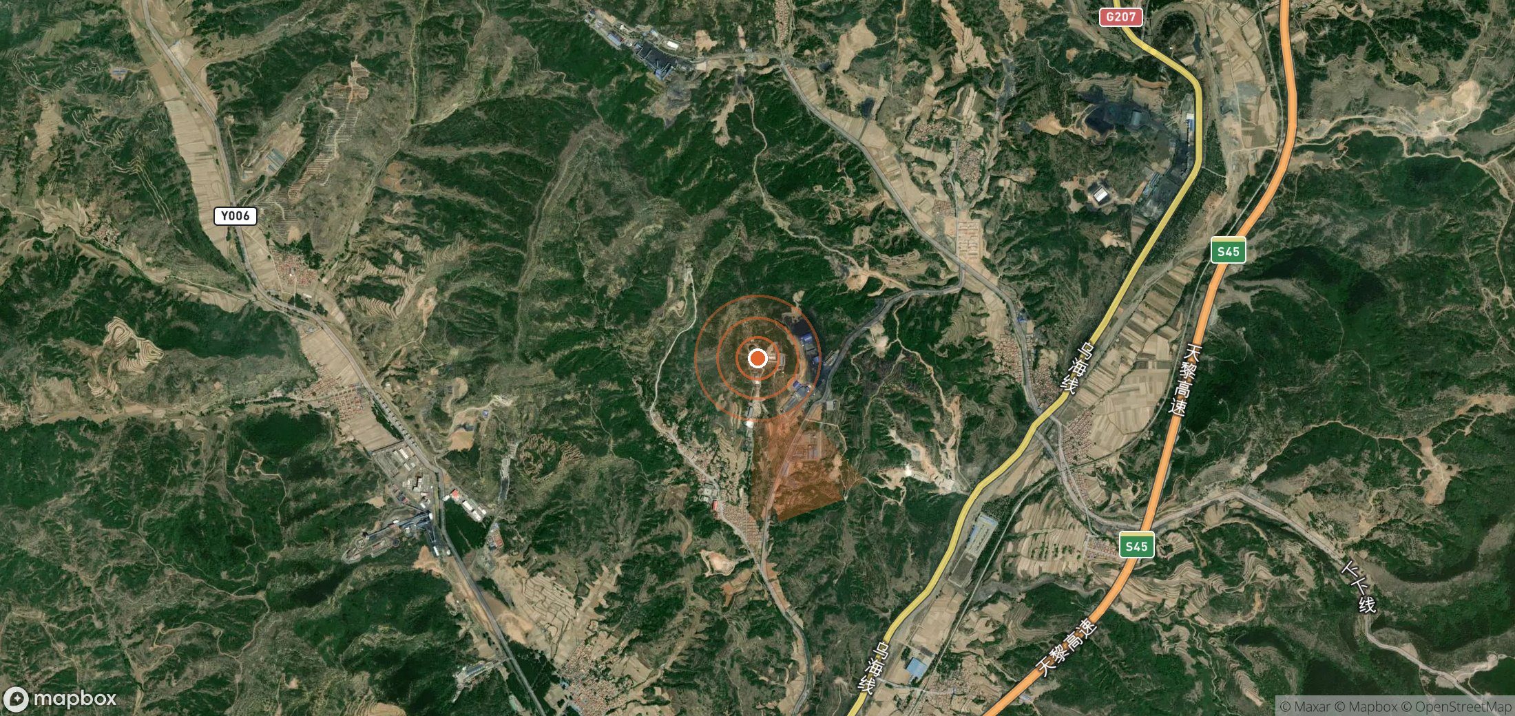 Satellite map of methane plume locations in China