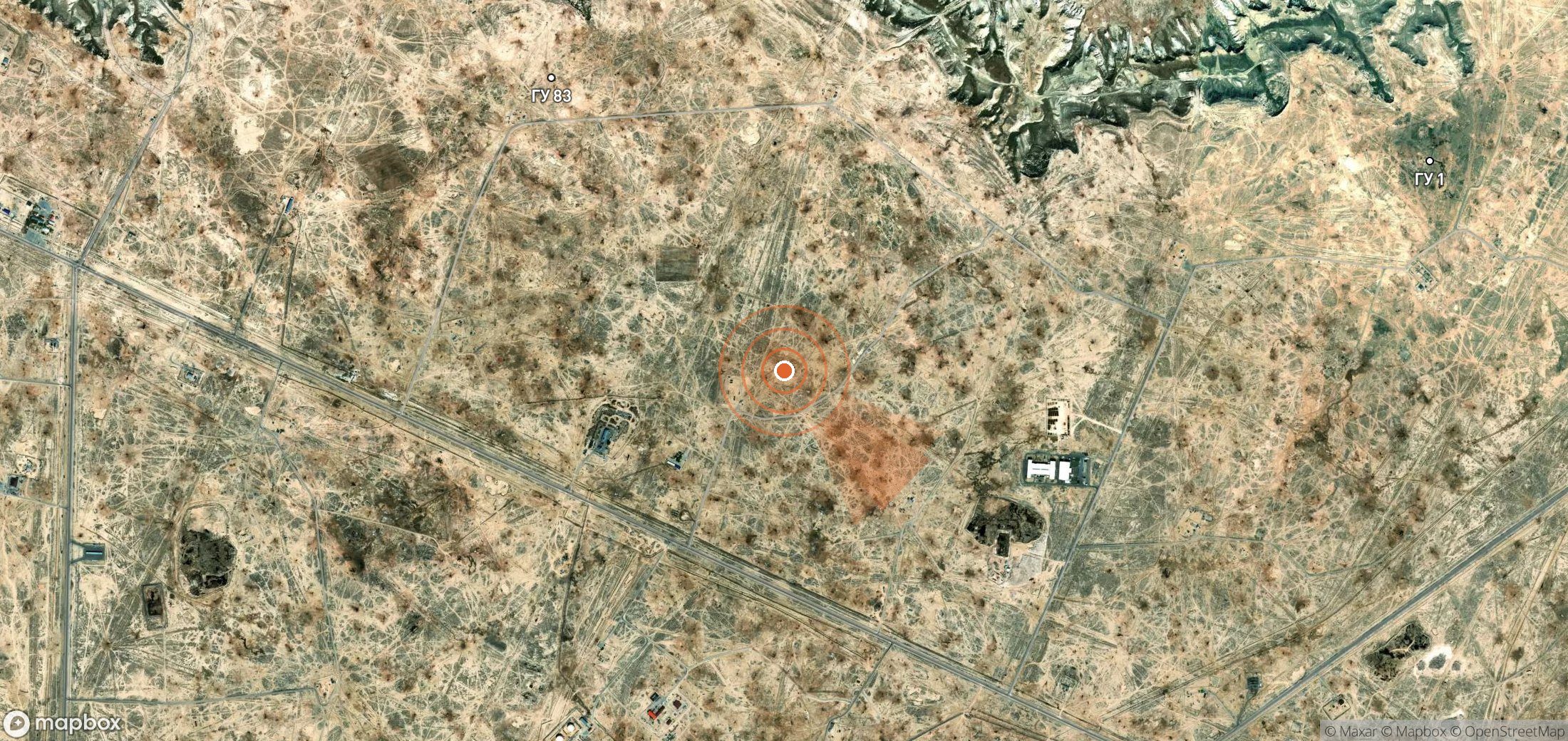Mapa satelital de plumas de metano en Kazajistán