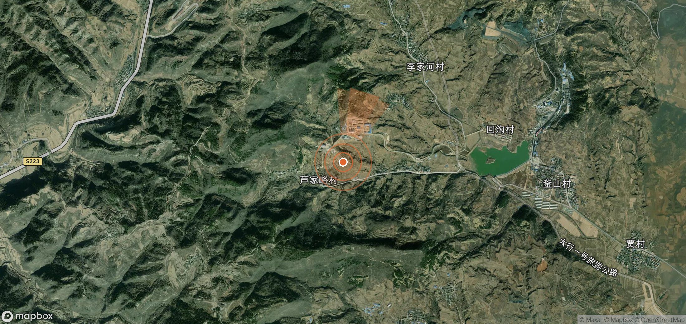 Satellite map of methane plume locations in China