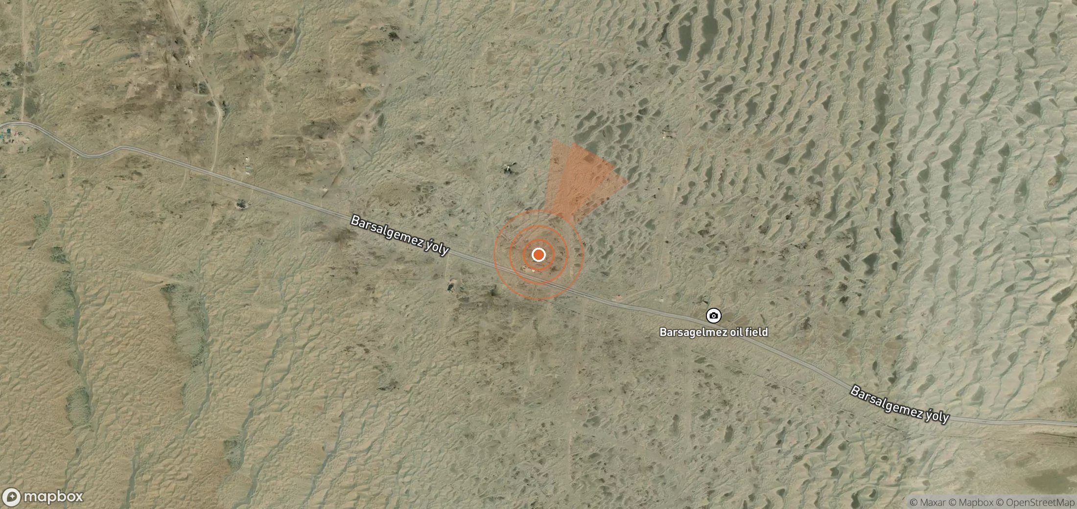 Satellite map of methane plume locations in Turkmenistan