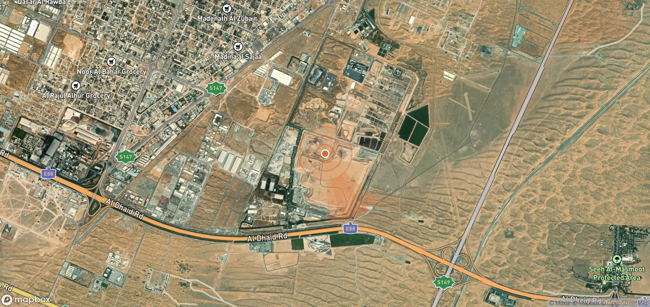 Mapa satelital de plumas de metano en Emiratos Árabes Unidos