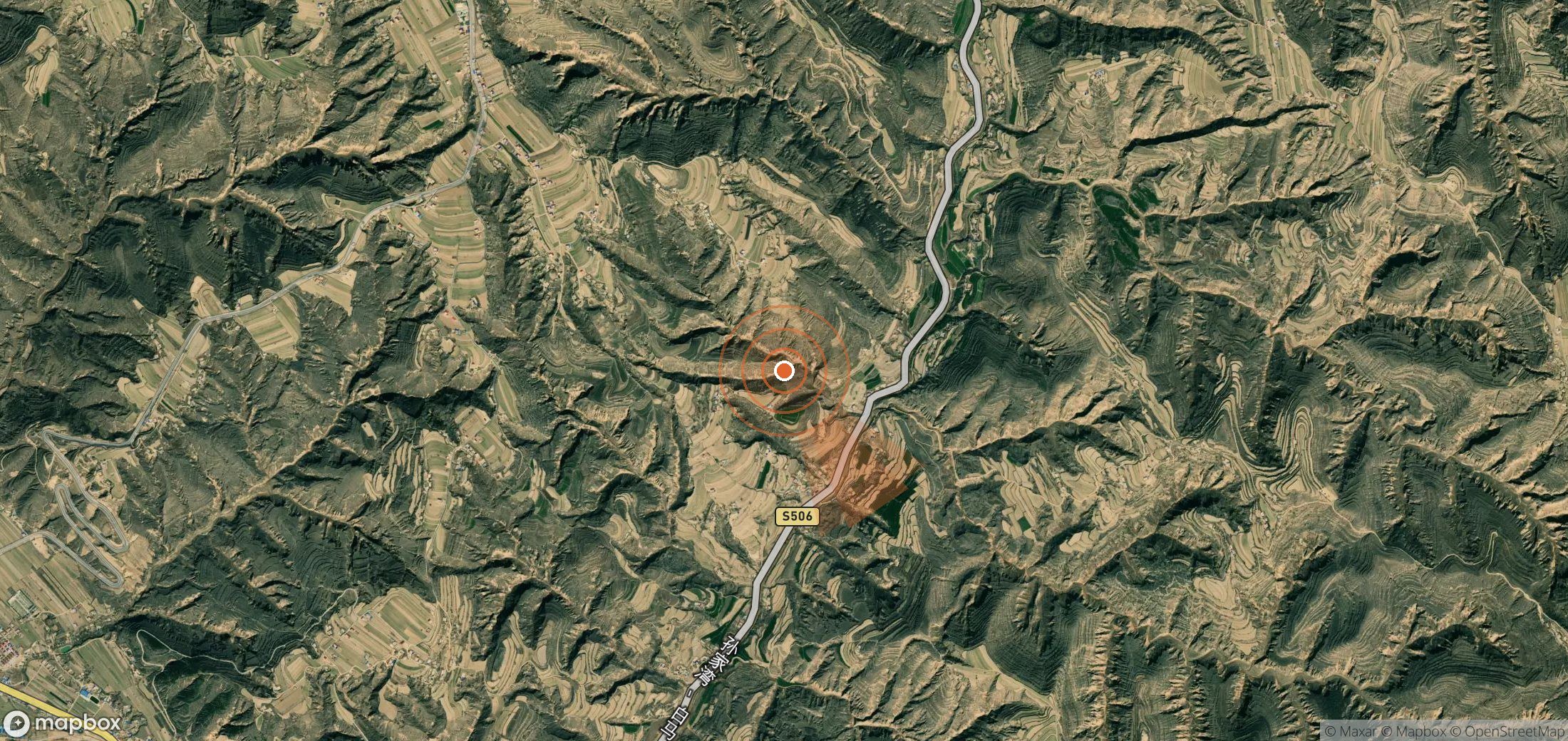 Satellite map of methane plume locations in China