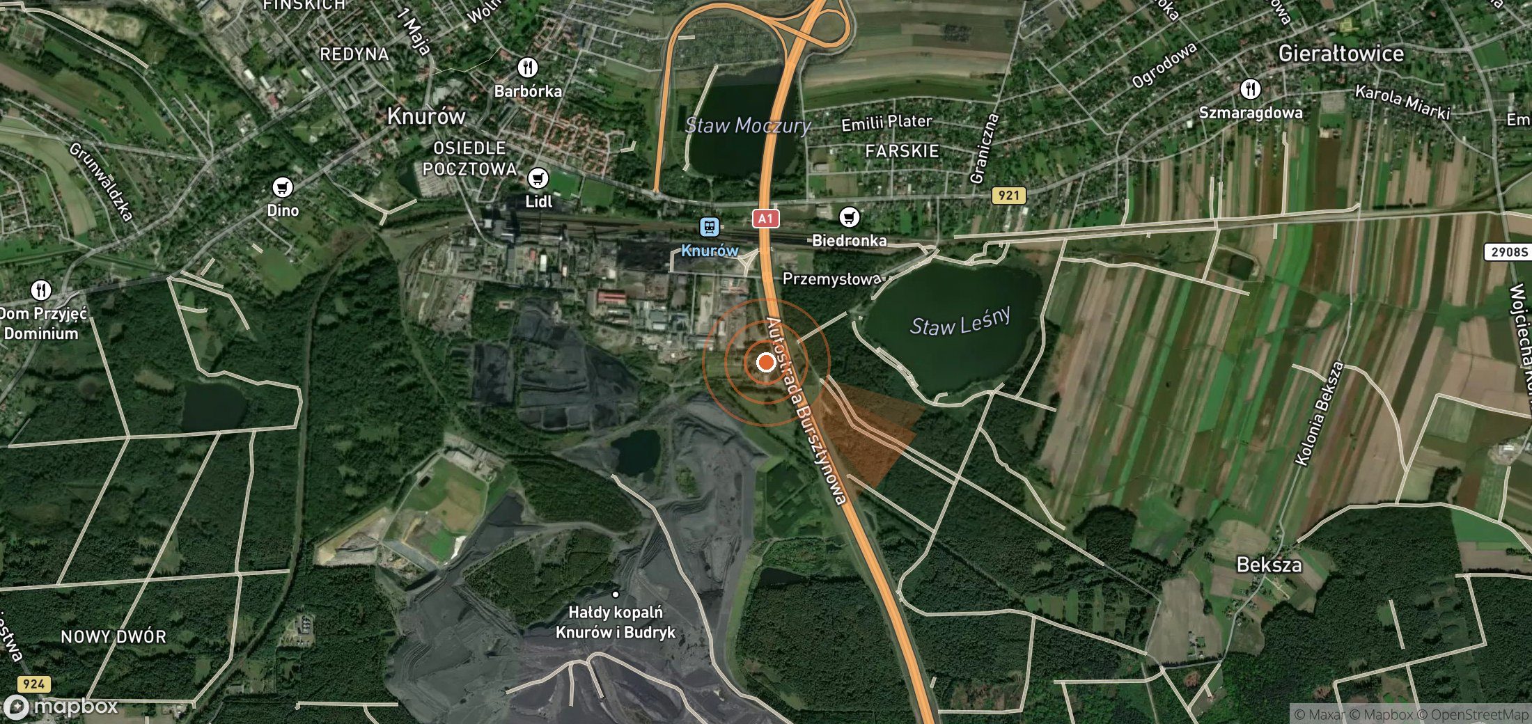 Satellite map of methane plume locations in Poland