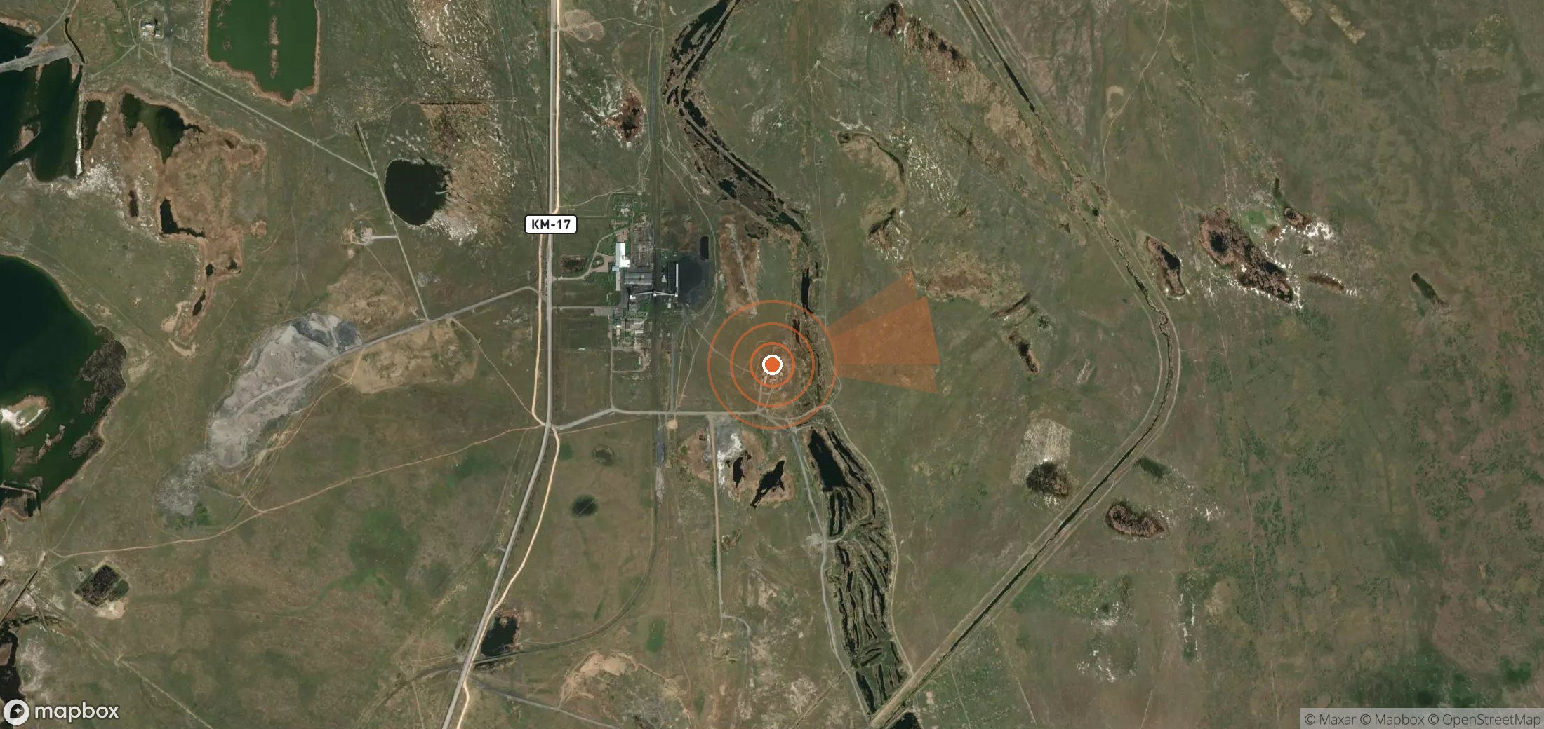 Satellite map of methane plume locations in Kazakhstan
