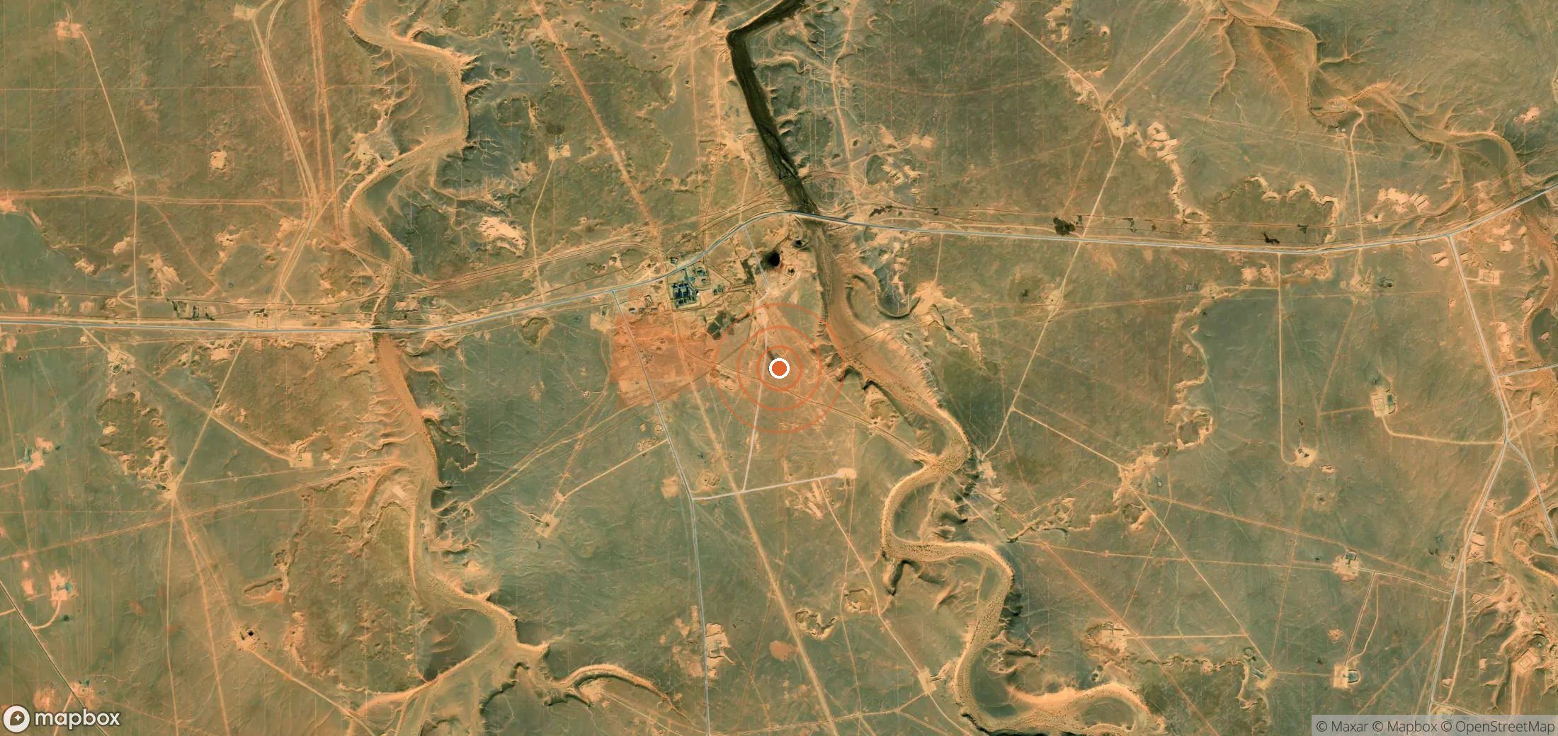 Mapa satelital de plumas de metano en Argelia
