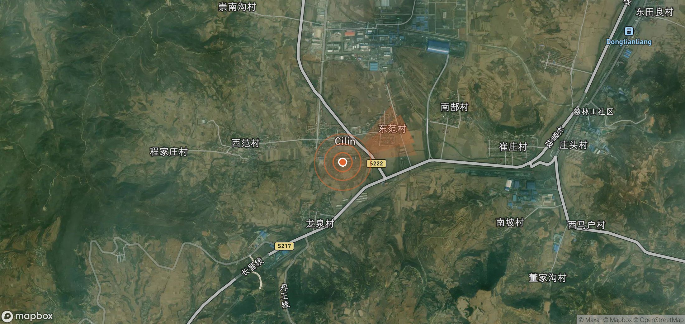 Satellite map of methane plume locations in China