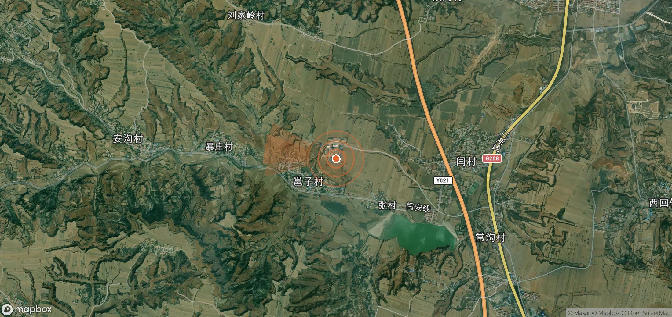 Satellite map of methane plume locations in China